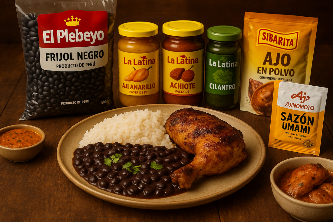 Frijoles Negros con Arroz y Pollo a la Brasa Peruano - Receta Auténtica Austria y Alemania