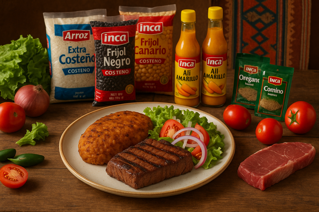 Tacutacu con Bistec y Ensalada - Receta auténtica peruana